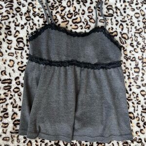 Elegant Black Lace Trim Women's Top